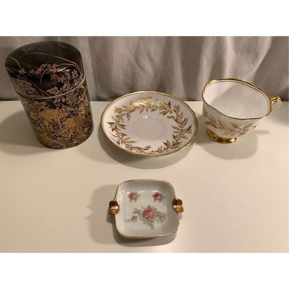 MCM Royal Chelsea Tea Set- ‘Almond Willow’ Gold Foil English Bone China +Xtras - Picture 1 of 7